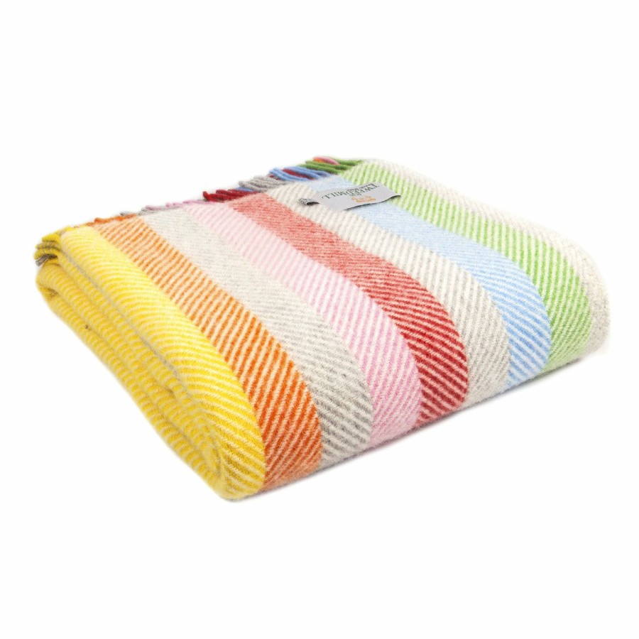 * Cushions & Throws | New Arrivals Rainbow Stripe Rainbow Grey Pure New Wool Throw