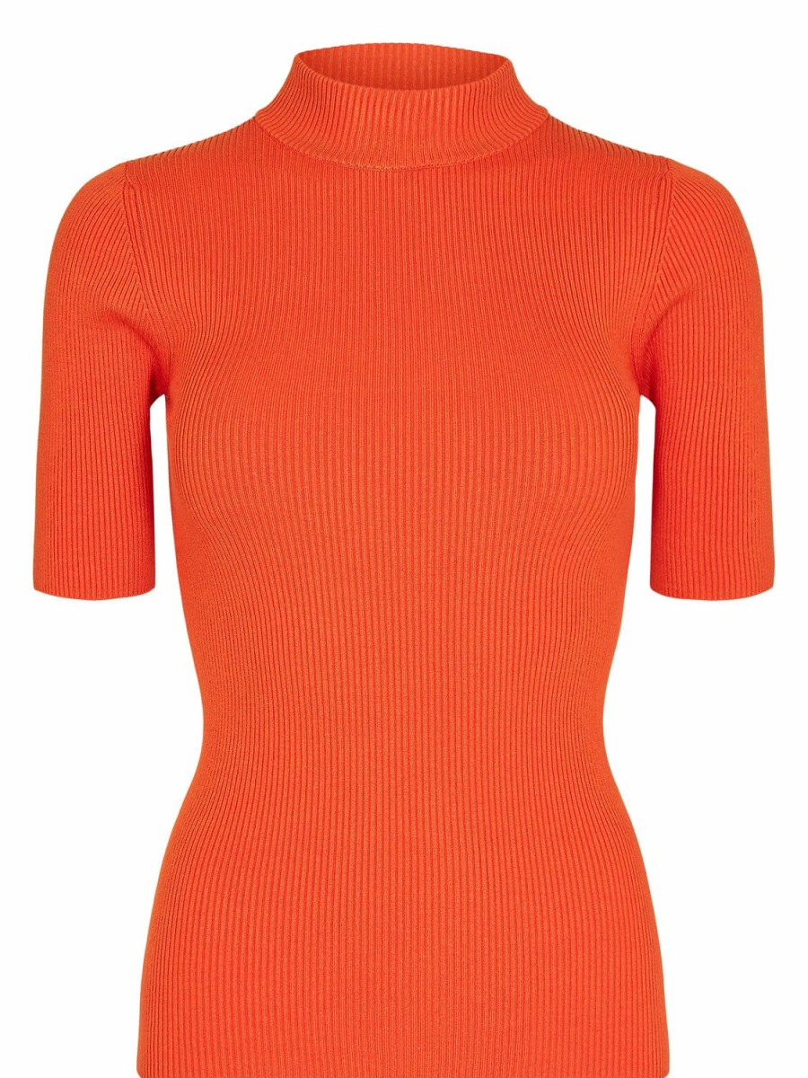 * Jumpers & Cardigans | Premium Nubia Red Orange Short Sleeve Jumper