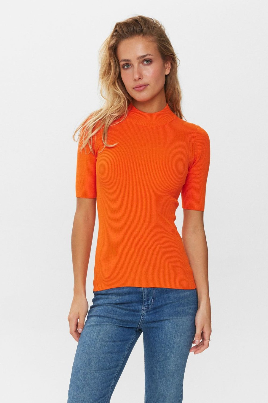 * Jumpers & Cardigans | Premium Nubia Red Orange Short Sleeve Jumper