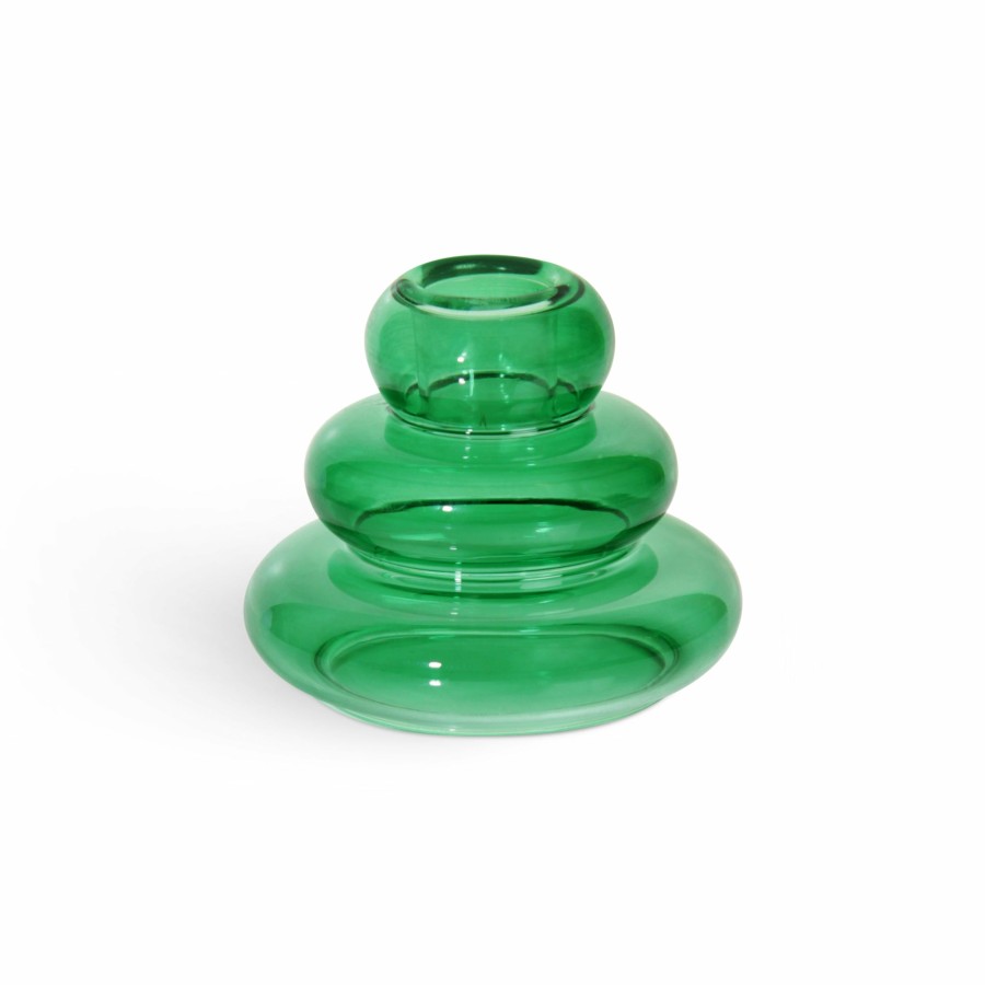 * Candle Holder | New Arrivals Large Green Whipped Candle Holder