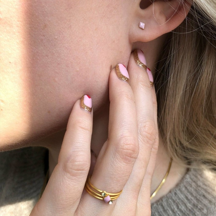 * Jewellery | Online Light Pink Gold Plated Confetti Ear Stud