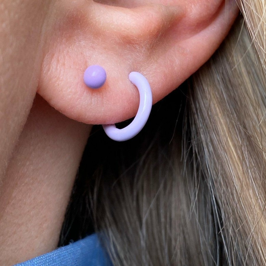 * Jewellery | Official Purple Enamel Ball Sterling Silver Ear Stud