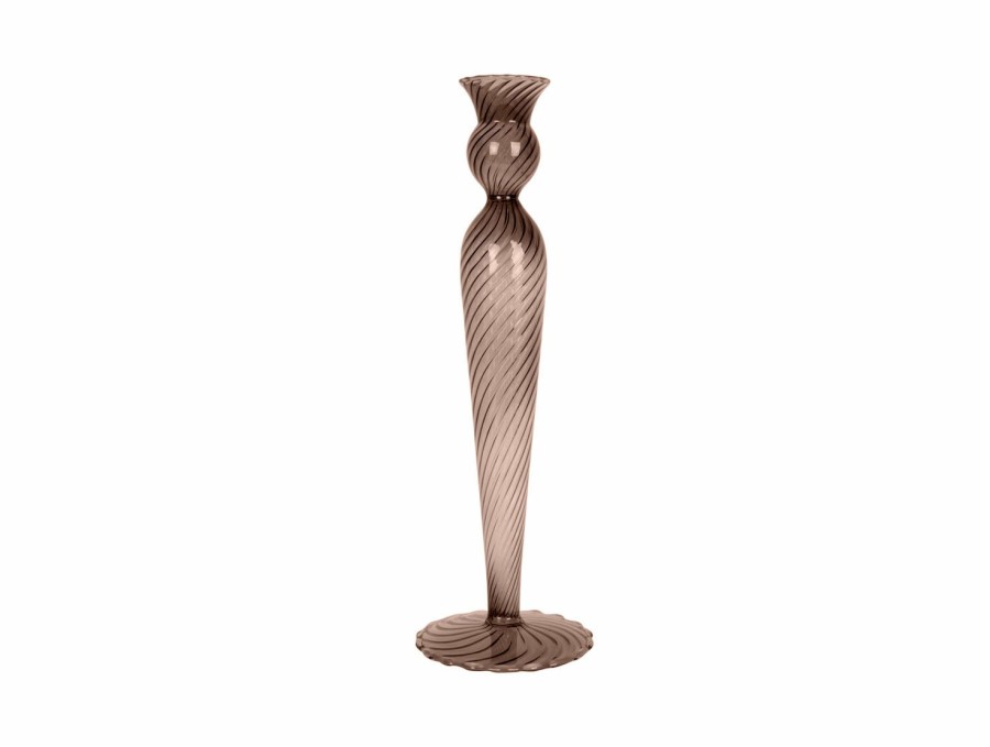 * Candle Holder | Tendy Style Large Chocolate Brown Swirl Candle Holder