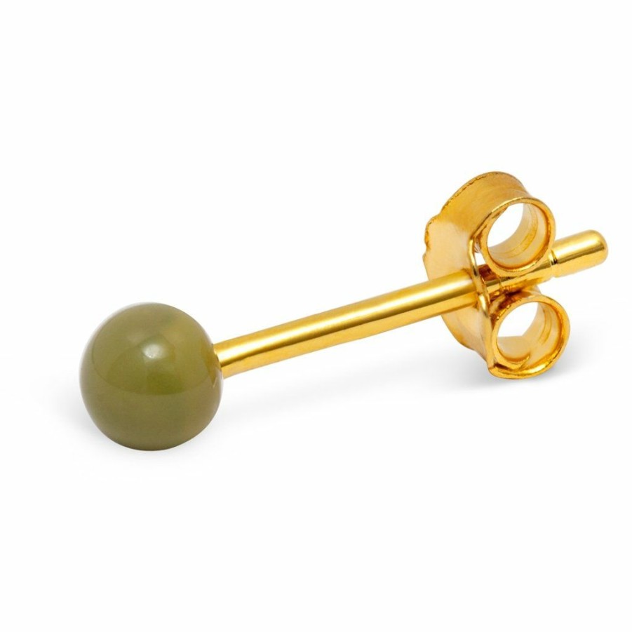 * Jewellery | New Arrivals Willow Green Enamel Ball Sterling Silver Ear Stud