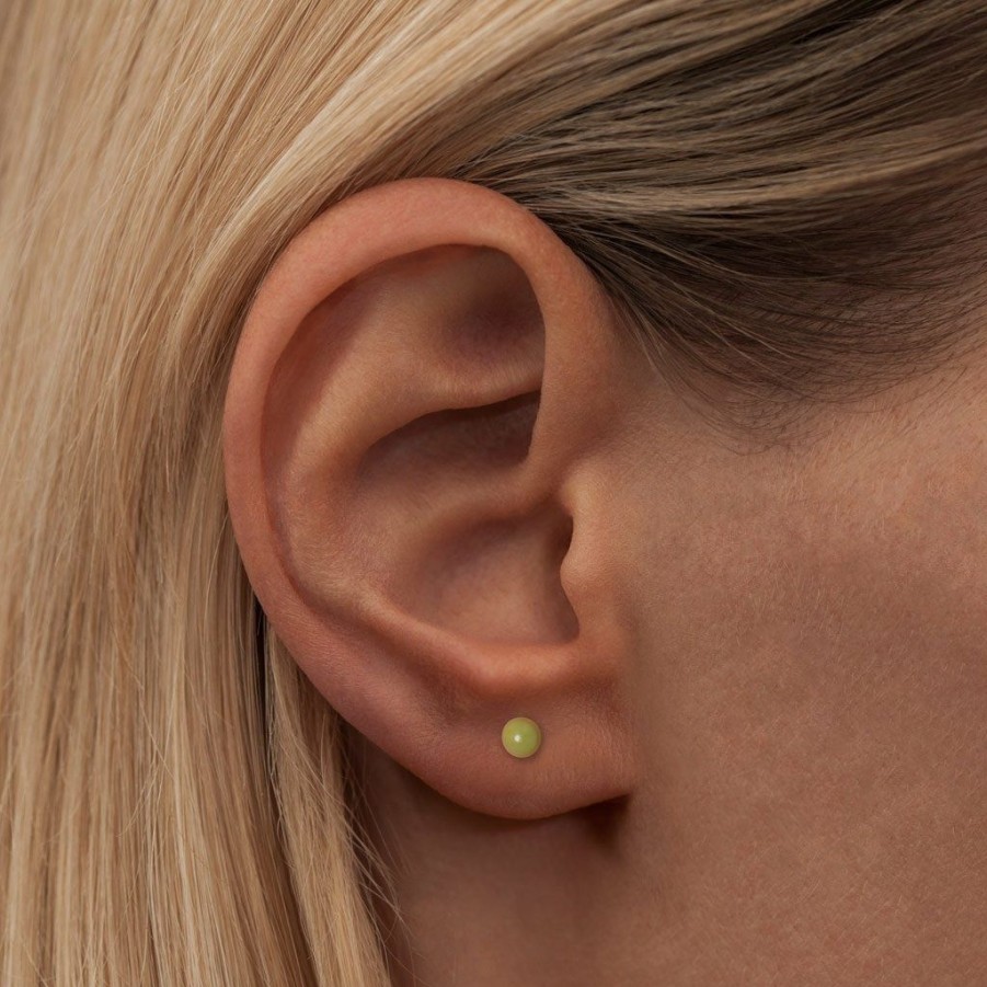 * Jewellery | New Arrivals Willow Green Enamel Ball Sterling Silver Ear Stud