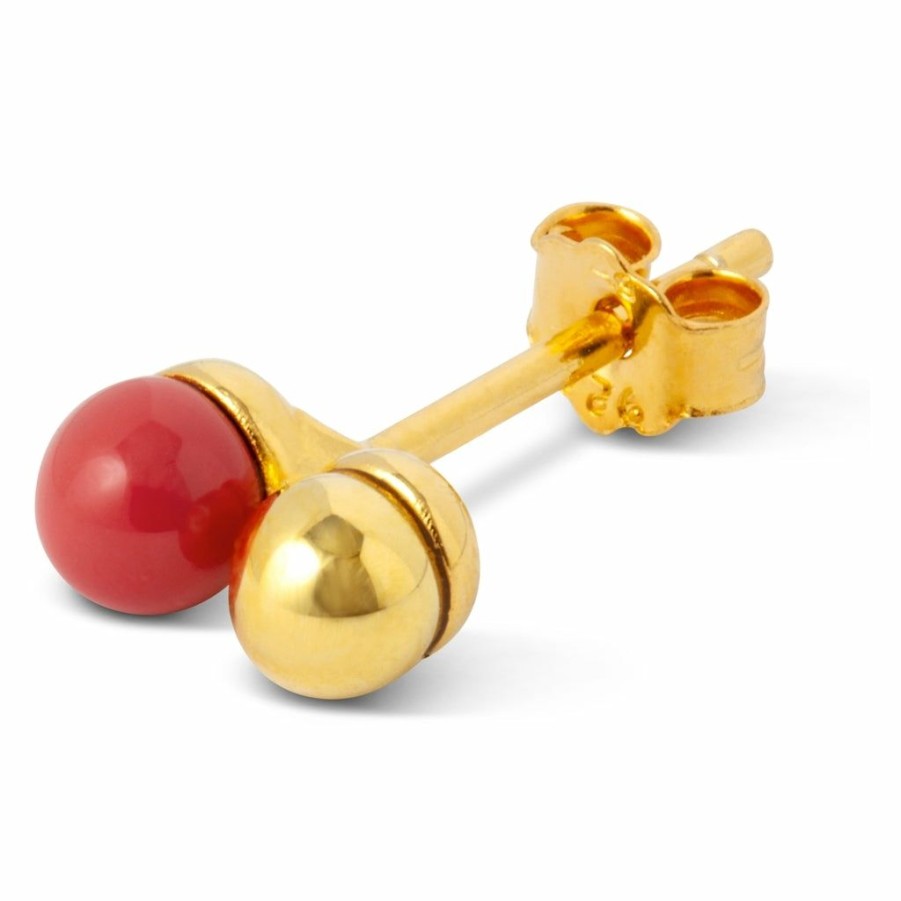 * Jewellery | Online Store Cherry Gold Enamel Ball Sterling Silver Ear Stud