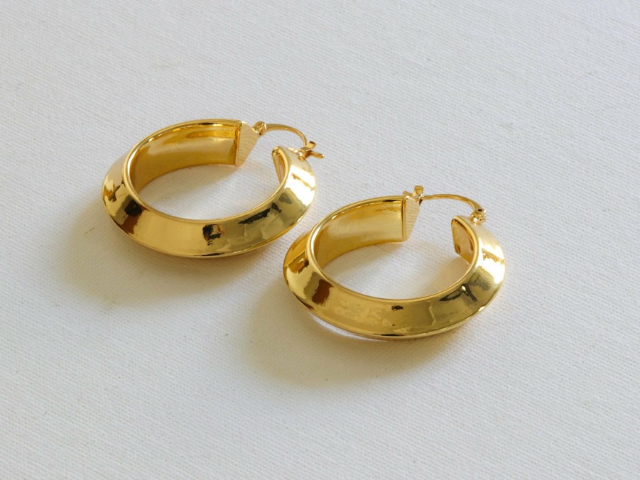 * Jewellery | Online Gold Plated Chunky Plated Brass Hoop Earring