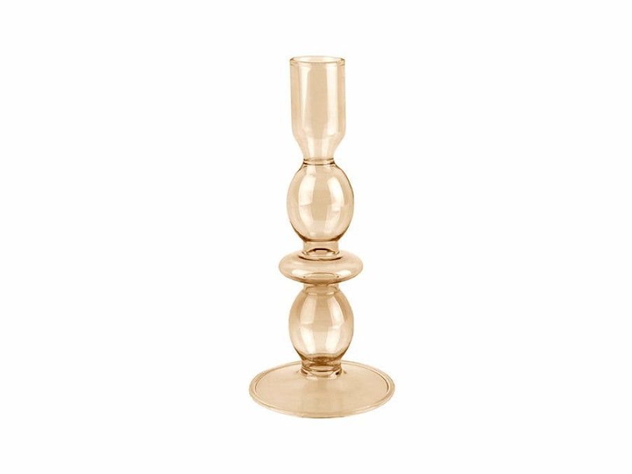 * Candle Holder | Crazy Deals Medium Sand Brown Glass Art Bubbles Candle Holder