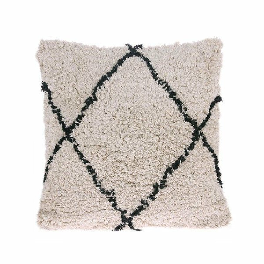 * Cushions & Throws | New Arrivals Cream/Black Cotton Diamond Cushion