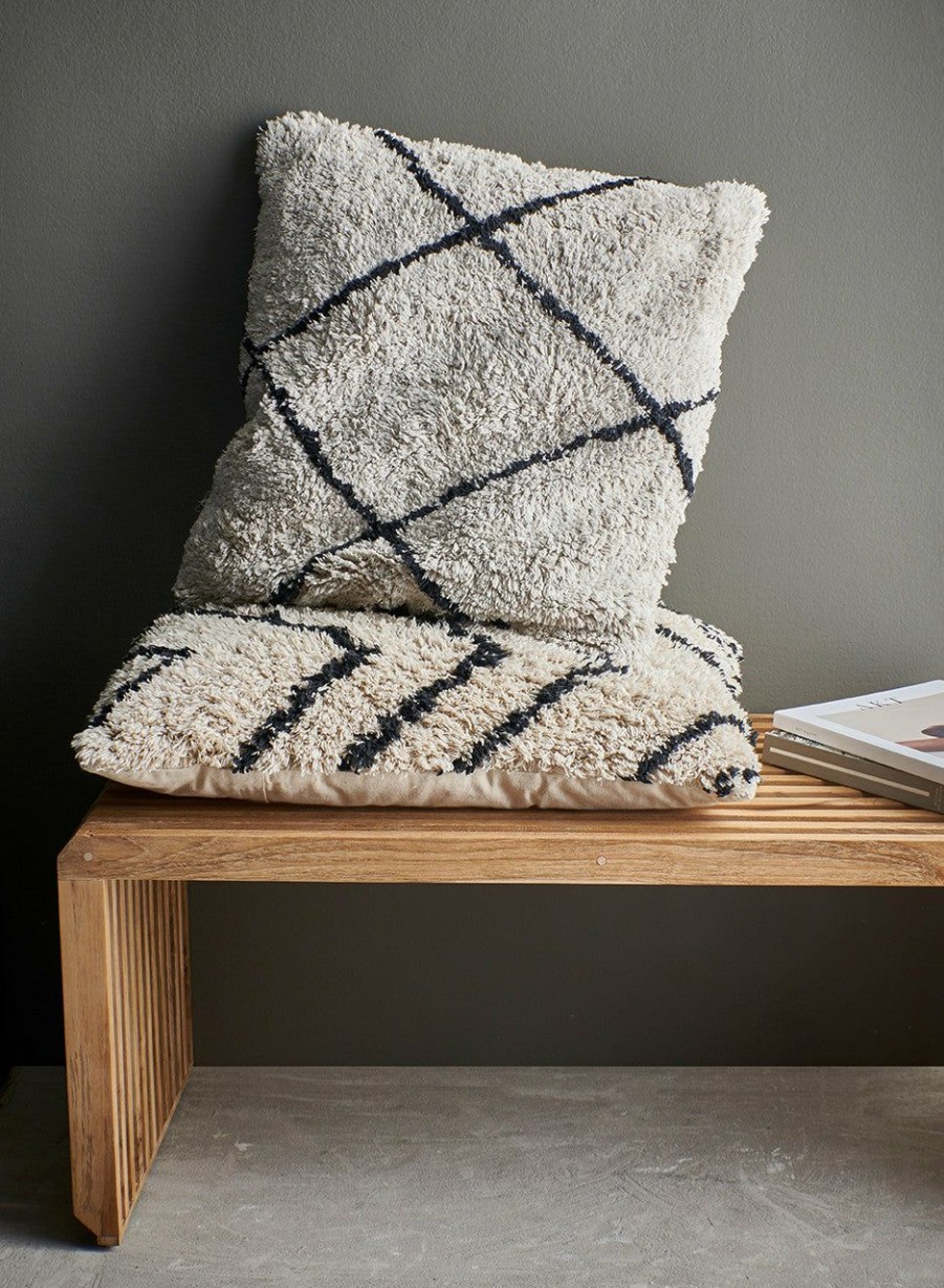 * Cushions & Throws | New Arrivals Cream/Black Cotton Diamond Cushion