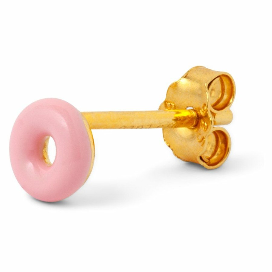 * Jewellery | Quick Delivery Light Pink Donut Enamel Gold Plated Shiny Ear Stud