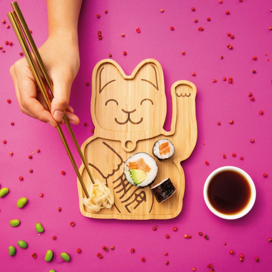 * Plates & Bowls | Shop Maneki Neko Lucky Cat Bamboo Plate