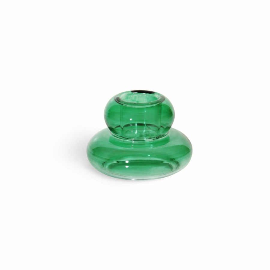 * Candle Holder | Large Choice Small Green Whipped Candle Holder