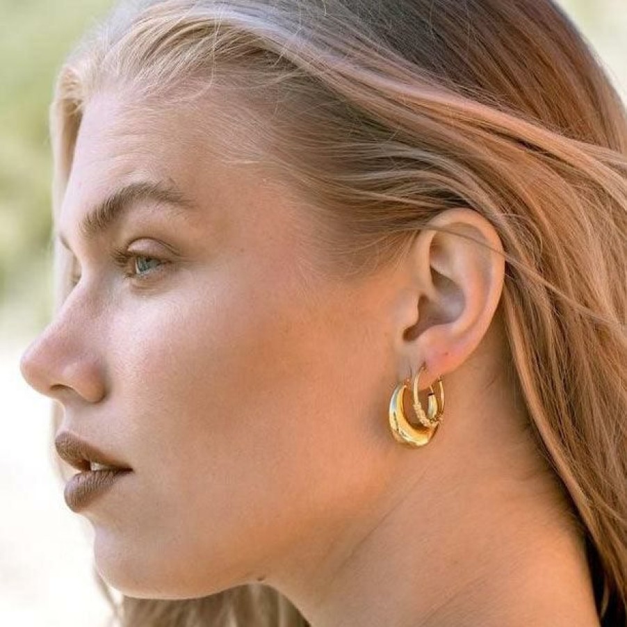 * Jewellery | Low Price Gold Plated Bold Hoop Earrings