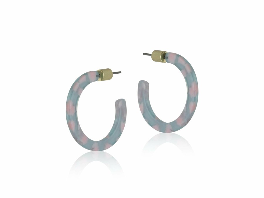 * Jewellery | Quick Delivery Annis Grey Pink Resin Hoop Earrings