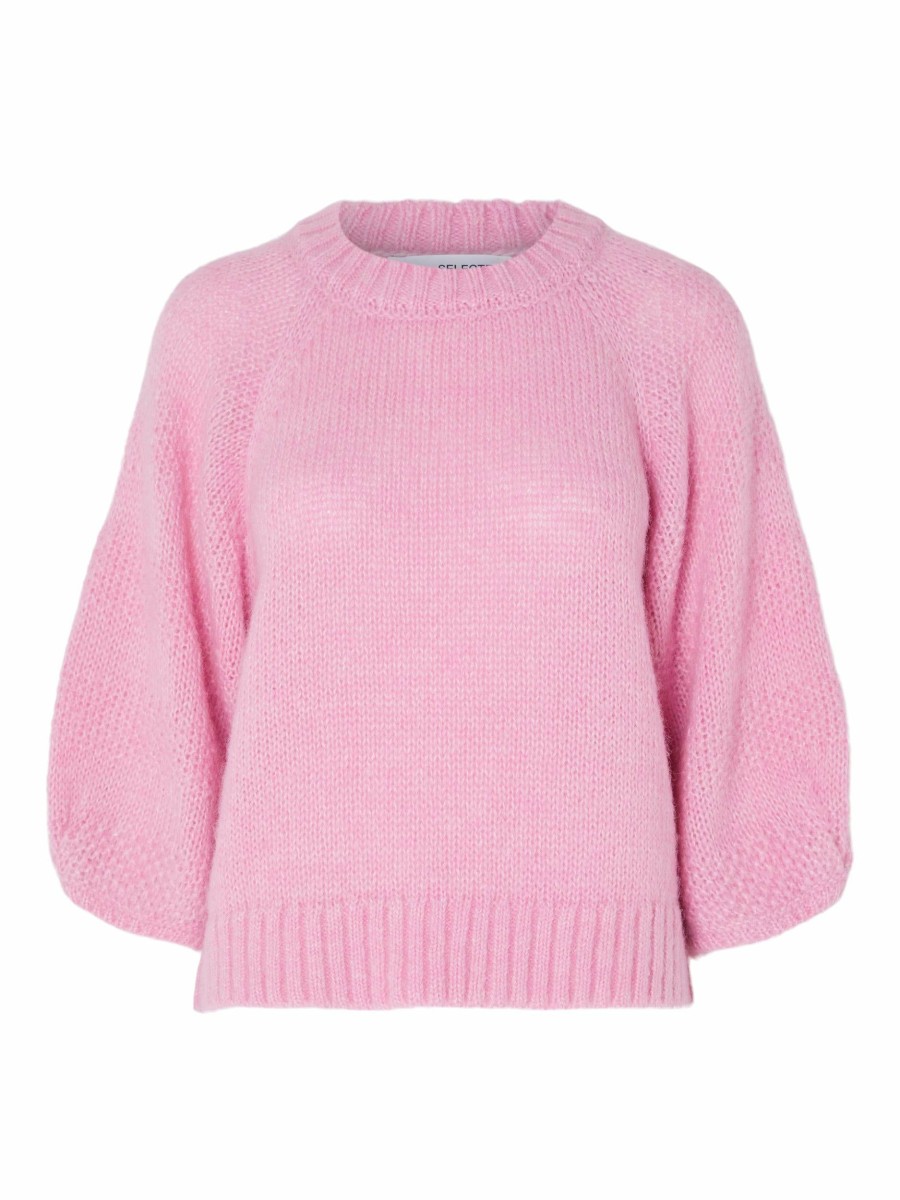 * Jumpers & Cardigans | Best Sellers Slflouvilja Moonlite Mauve 3/4 Knit O-Neck Jumper