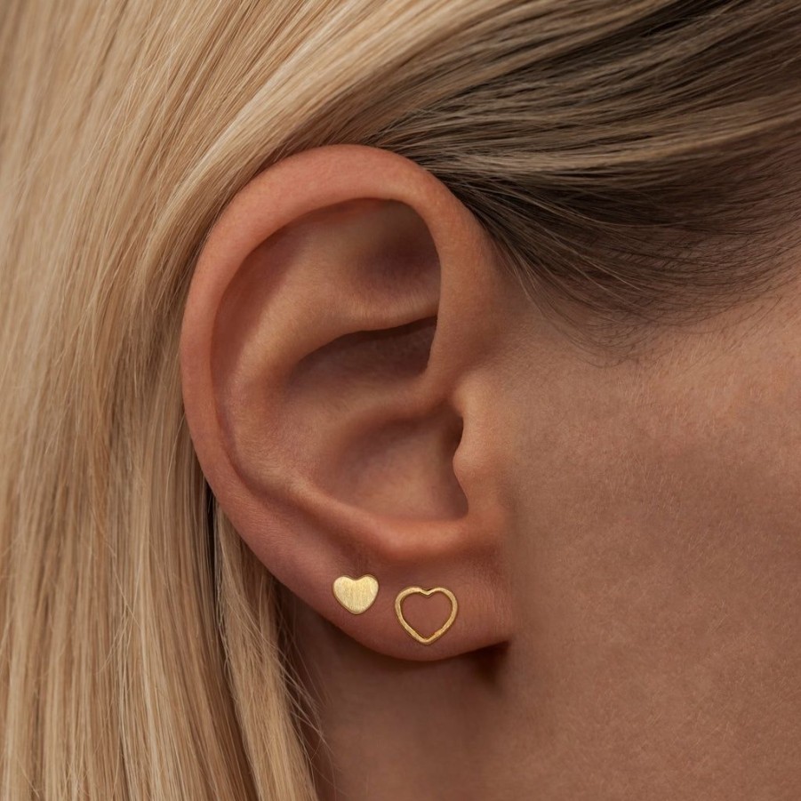 * Jewellery | Outlet Sale Gold Plated Brushed Family Love Earings