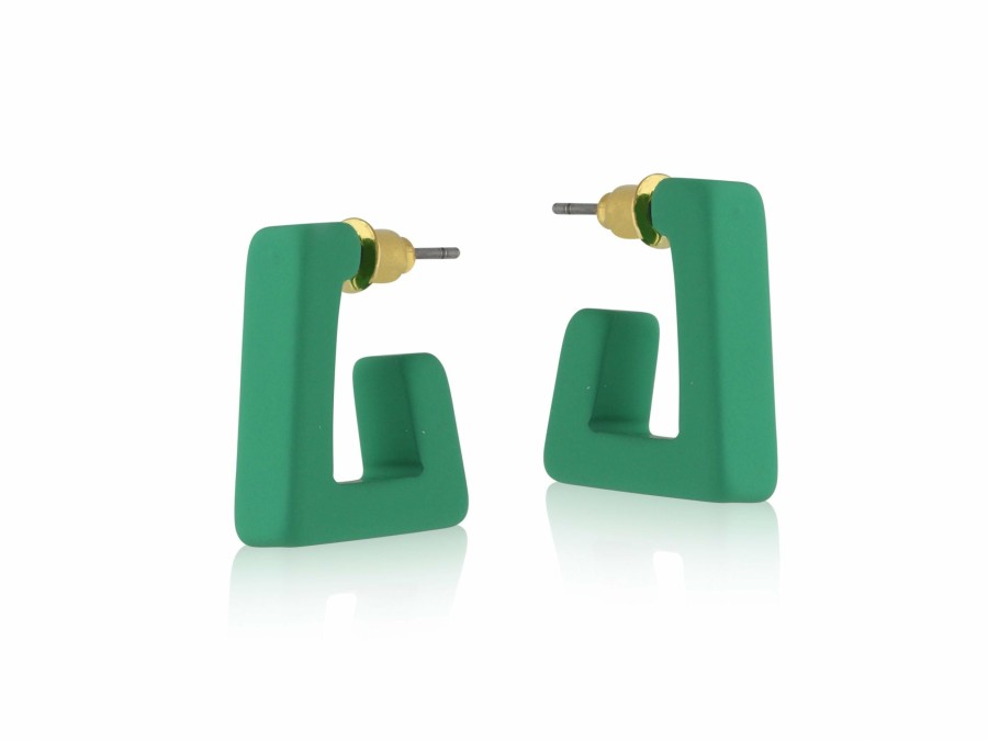 * Jewellery | Low Price Petra Green Matte Resin Square Earrings