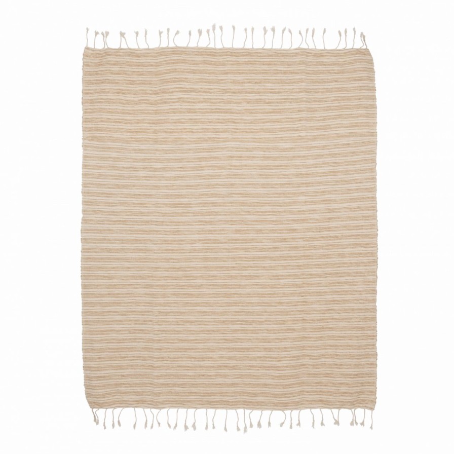 * Cushions & Throws | Crazy Deals Praire Sand White Irregular Stripe Throw