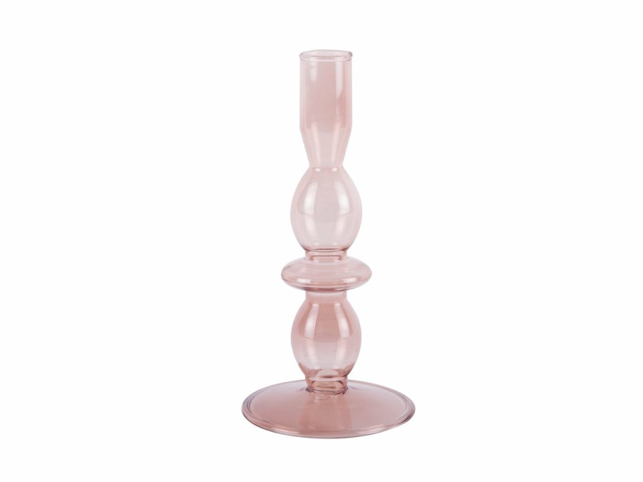 * Candle Holder | Best Sellers Medium Faded Pink Glass Art Bubbles Candle Holder