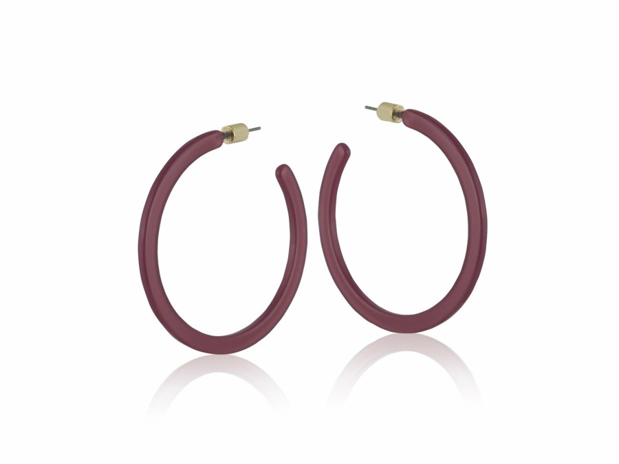 * Jewellery | Tendy Style Aubergine Resin Hoop Earrings