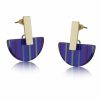 * Jewellery | Best-Selling Blue Stripe Resin Half Disc Earrings